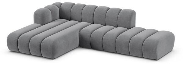 MUZZA Rohová päťmiestna pohovka pauline ľavá 299 cm zamat sivá