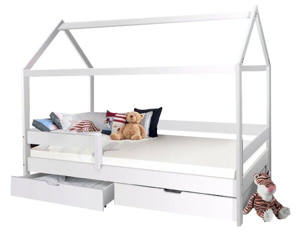 Detská posteľ domček Martin s úložným priestorom 90x200 - biela