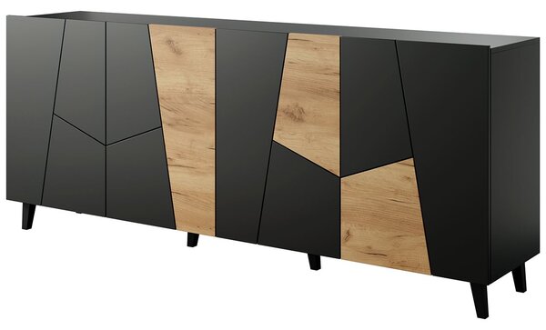 MEBLINE Komoda NETA čierny mat / dub craft