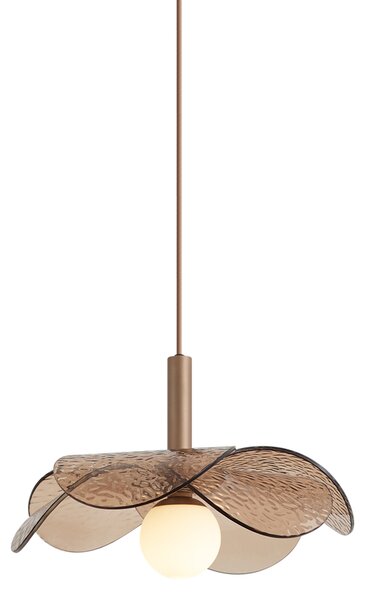 Dizajnová závesná lampa tmavobronzová s jantárovým sklom - Kemner