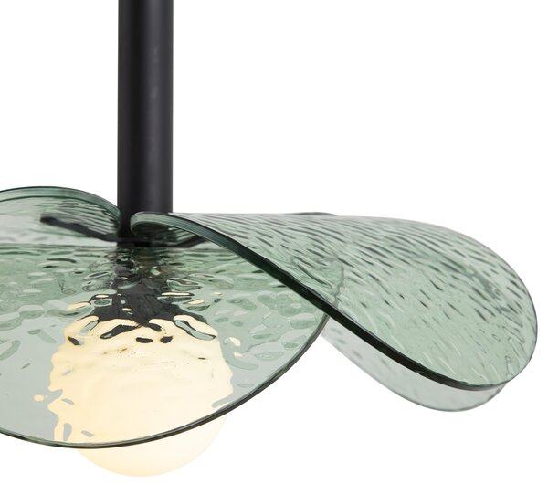 Dizajnová závesná lampa čierna so zeleným sklom - Kemner