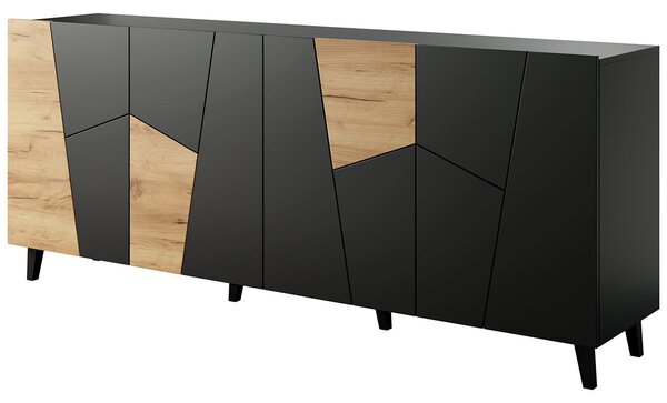 MEBLINE Komoda NETA čierny mat / dub craft