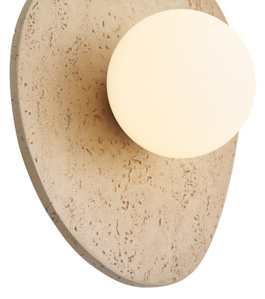 Nástenná lampa Japandi prírodný kameň organická s opálovým sklom - Josie