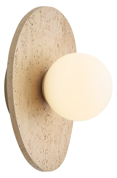 Nástenná lampa Japandi prírodný kameň organická s opálovým sklom - Josie