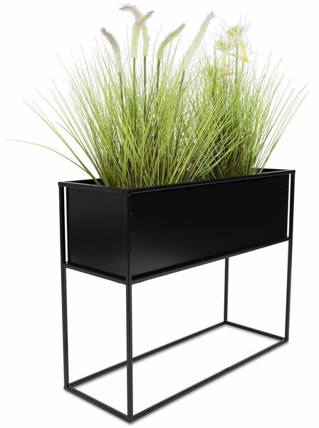 KOVOVÝ KVETINÁČ SO STOJANOM RECT 50X24X64 CM ČIERNA