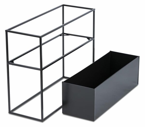 KOVOVÝ KVETINÁČ SO STOJANOM RECT 50X24X64 CM ČIERNA