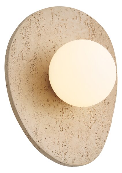 Nástenná lampa Japandi prírodný kameň organická s opálovým sklom - Josie