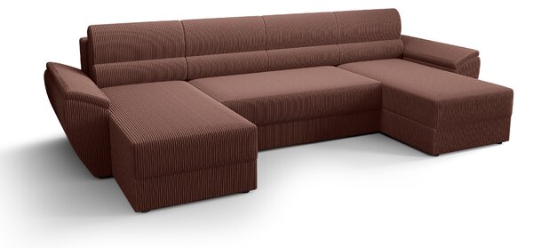 Rozkladacia sedacia súprava do U TAVERO 321x140 cm, tmavoružová