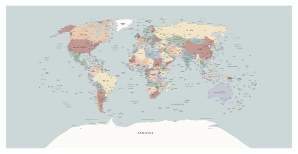 Obraz na korku mapa sveta vo farebnom prevedení