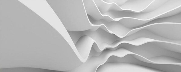 DIMEX | Panoramatická vliesová fototapeta na stenu 3D futuristická vlna MP-2-0295 | 375 x 150 cm | biela, šedá