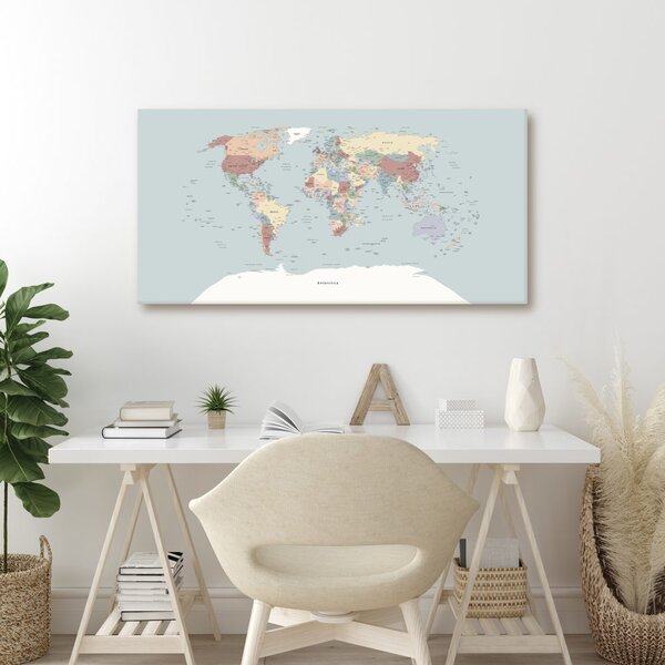 Obraz na korku mapa sveta vo farebnom prevedení