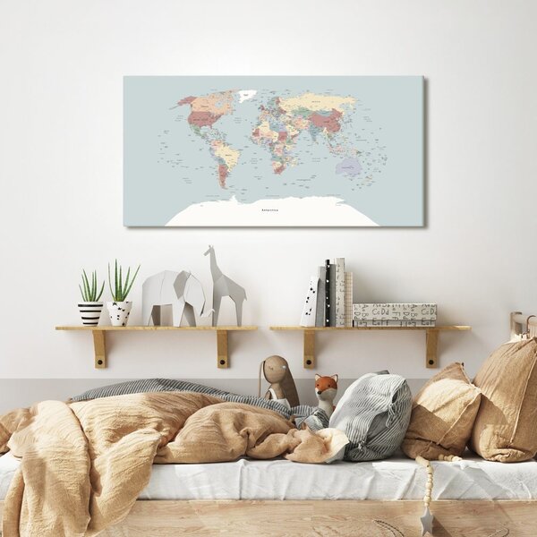 Obraz na korku mapa sveta vo farebnom prevedení