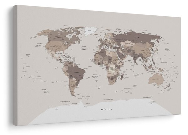 Obraz na korku mapa sveta v béžovom prevedení