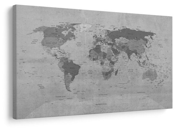 Obraz na korku mapa sveta v šedom prevedení