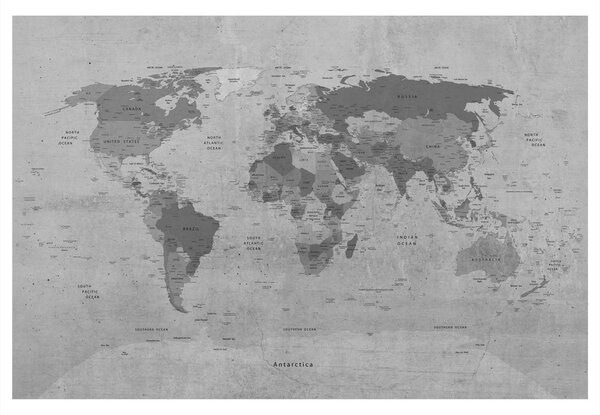 Obraz na korku mapa sveta v šedom prevedení
