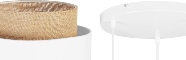 Závesné svietidlo Boho, 3x jutové/biele textilné tienidlo, o