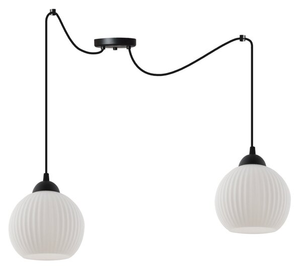 Závesné svietidlo Riffle Round Spider, 2x biele sklenené tienidlo, b