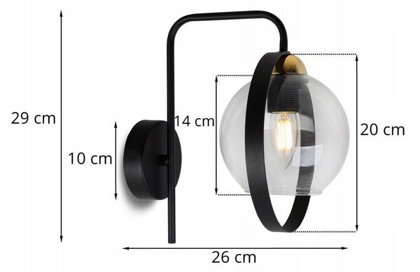 Nástenné svietidlo Haga Ring, 1x transparentné sklenené tienidlo (výber z 3 farieb uchytenia)