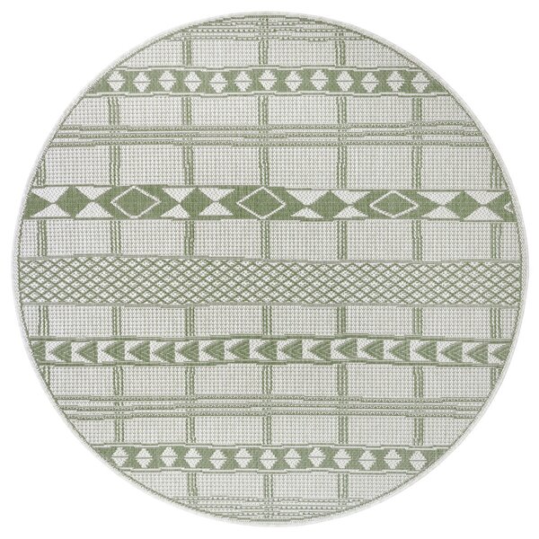 Hanse Home Collection koberce Kusový koberec Flatweave 104853 Green / Cream kruh – na von aj na doma - 120x120 (priemer) kruh cm