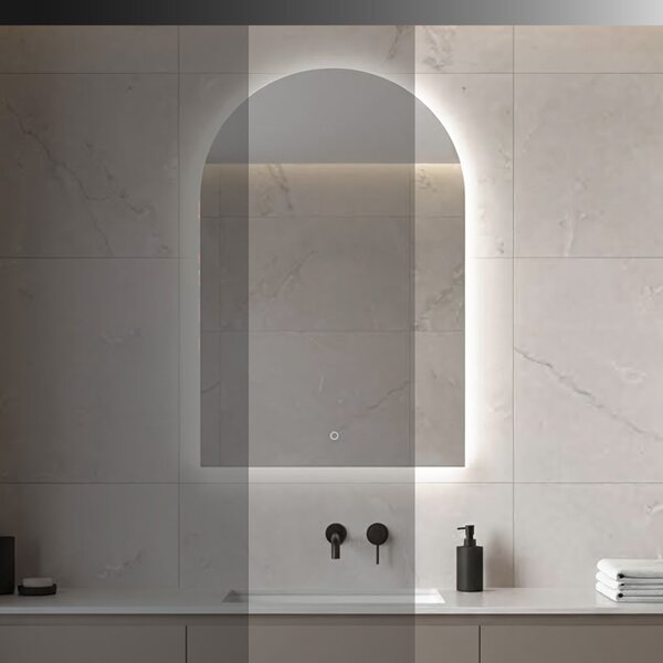 Rea TOP, LED zrkadlo s oblúkovým horným zaoblením, 90x60cm , HOM-01520