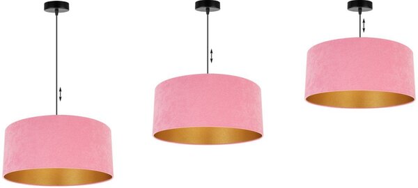 Závesné svietidlo Mediolan, 1x ružové/zlaté textilné tienidlo, (výber z 2 farieb konštrukcie), (fi 44cm)