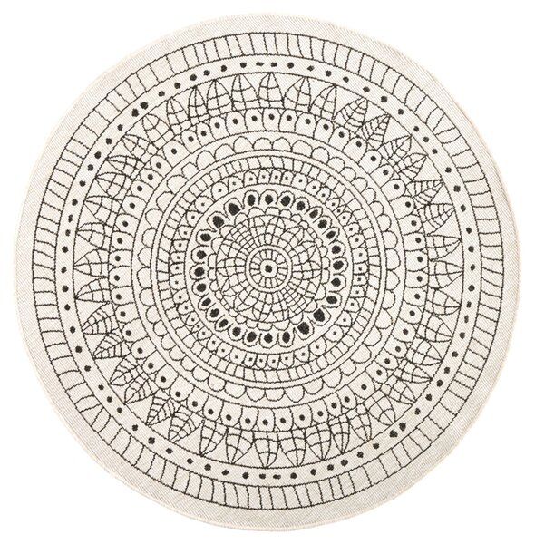 NORTHRUGS - Hanse Home koberce Kusový koberec Twin-Wendeteppiche 103101 creme schwarz – na von aj na doma - 140x140 (priemer) kruh cm