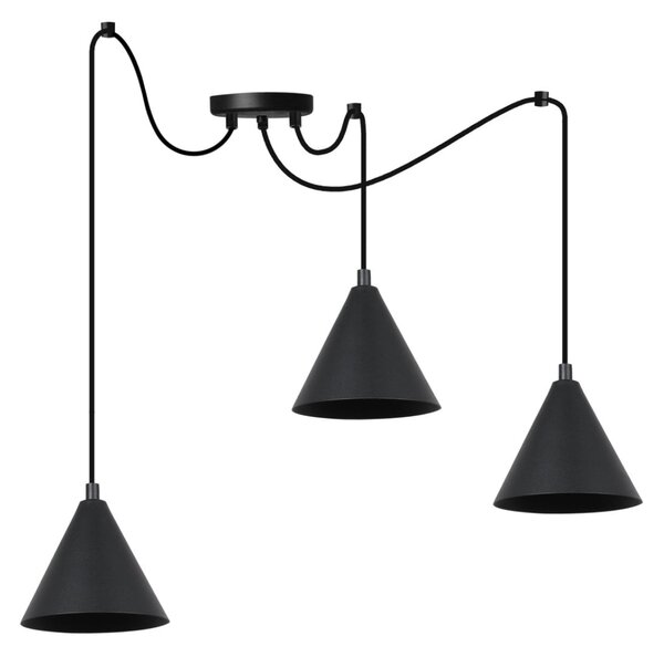 Závesné svietidlo Soho Spider, 3x čierne kovové tienidlo, (fi 14cm)