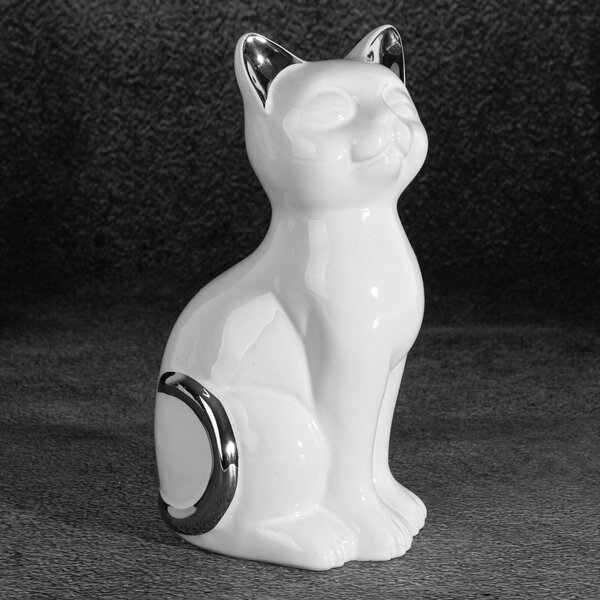 DEKORAČNÁ SOŠKA CAT 11X9X20 CM BIELA