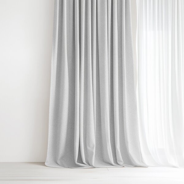 Goldea dekoračný exkluzívny záves - strieborný s trblietkami 140x135 cm