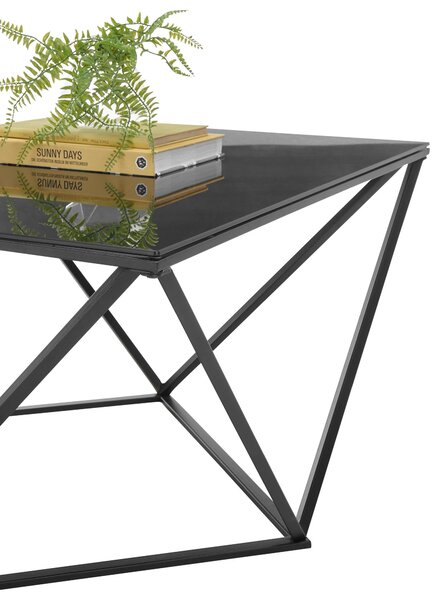 KONFERENČNÝ STOLÍK, čierna, kov, sklo, 80/80/45 cm Boxxx - Stolíky do obývačky, Online Only