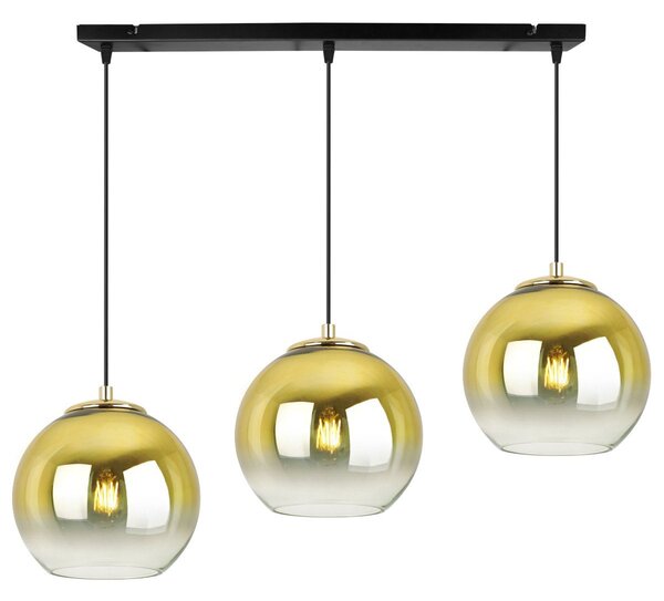 Závesné svietidlo Bergen Gold, 3x zlaté/transparentné sklenené tienidlo (fi 15cm)