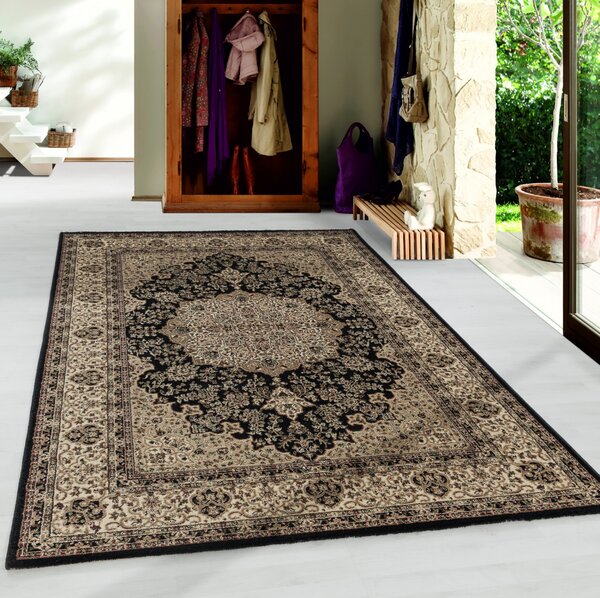 Ayyildiz , Kusový koberec Kashmir 2608 black, 80x150, čierna, chodba / predsieň