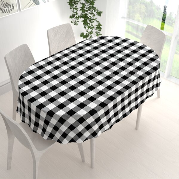 Biante Bavlnený oválny obrus Olivia OL-004 Čierno-biela kocka veľká 100x140 cm
