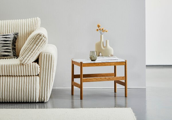 KONFERENČNÝ STOLÍK, prírodná farba, biela, drevo, kameň, 60/42/40 cm MID.YOU - Stolíky do obývačky, Online Only