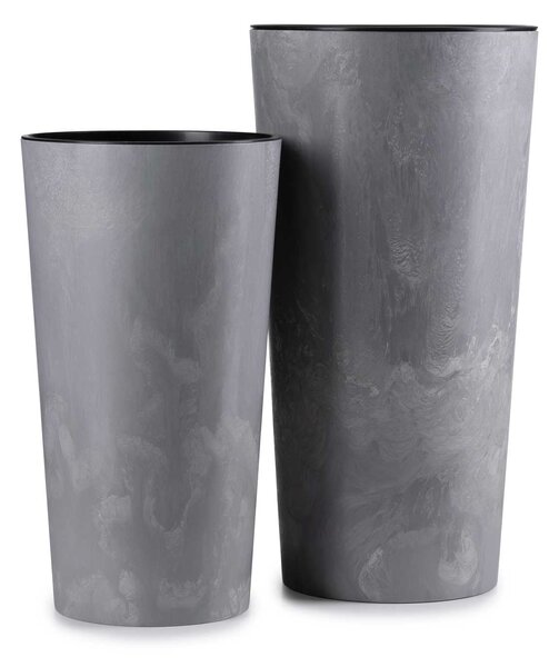 PLASTOVÝ KVETINÁČ URBANIKA SADA 2KS 57X30 CM+46,6X25,5 CM IMITÁCIA BETÓNU SIVÁ