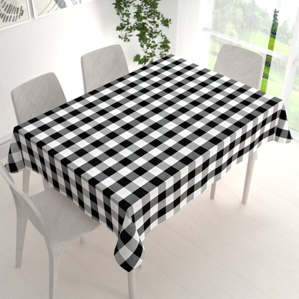 Biante Bavlnený obdĺžnikový obrus Olivia OL-004 Čierno-biela kocka veľká 50x100 cm