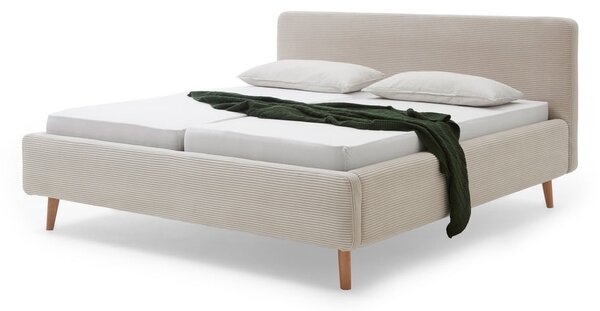 Béžová čalúnená dvojlôžková posteľ bez roštu 180x200 cm Mattis Cord – Meise Möbel