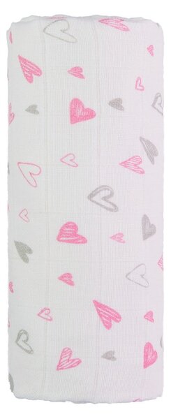 Bavlnená detská osuška T-TOMI Tetra Pink Hearts, 120 x 120 cm