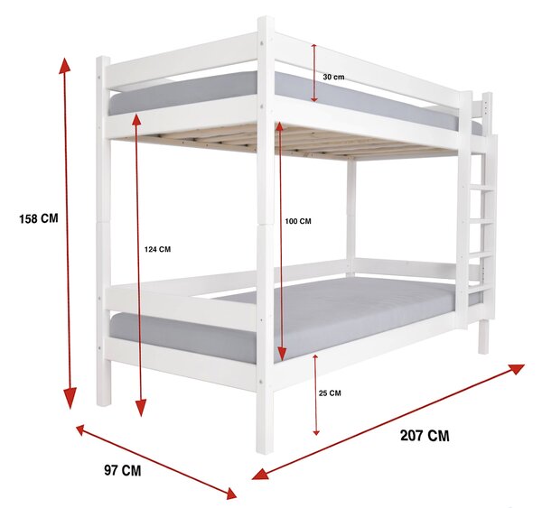 Wilsondo Poschodová posteľ s úložným priestorom Paula 2 200x90 Biela