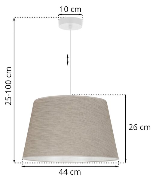 Závesné svietidlo Len, 1x béžové textilné tienidlo, (fi 44 cm), w