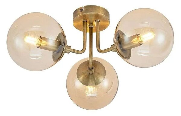 Lindby - Arnella Stropné Lampa Antique Brass/Amber Lindby - Lampemesteren