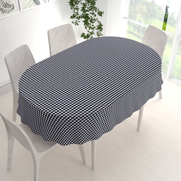 Biante Bavlnený oválny obrus Olivia OL-015 Čierno-biela kocka malá 100x140 cm