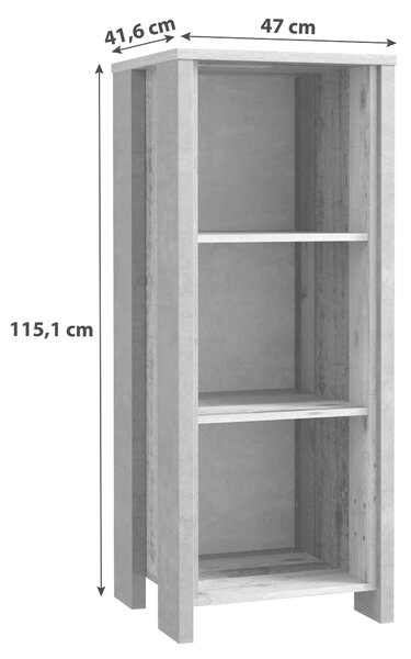 REGÁL, hnedá, tmavosivá, oceľ, 47/115,1/42 cm MID.YOU - Online Only drobný nábytok, Online Only