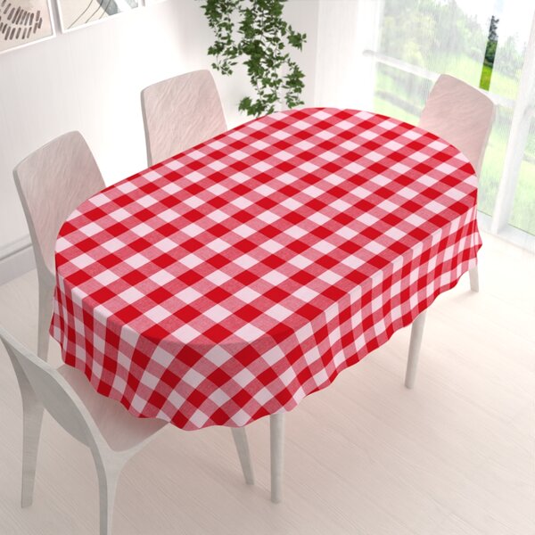 Biante Bavlnený oválny obrus Olivia OL-016 Červeno-biela kocka veľká 100x140 cm