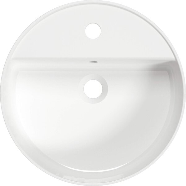 Deante Round, umývadlo na dosku s otvorom na batériu 420x420x120mm, biela lesklá, DEA-CGR_6U4B