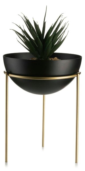 KOVOVÝ KVETINÁČ SO STOJANOM LOFT 20X15 CM ČIERNA/ZLATÁ