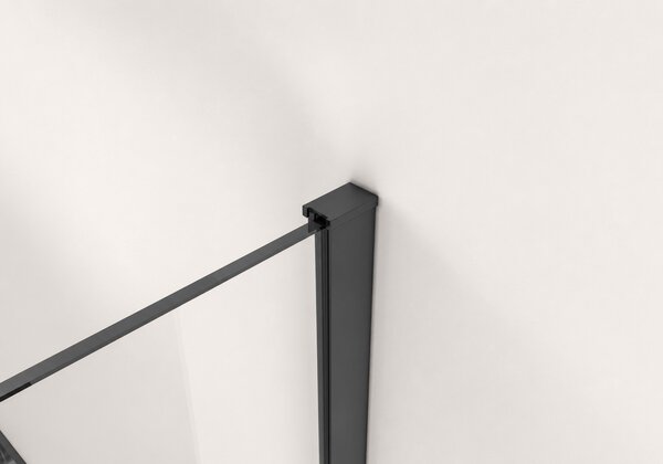 CERANO - Sprchová zástena Walk-in Onyx Cube L/P - 8 mm - hranatá vzpera - čierna matná, transparentné sklo - 40x200 cm