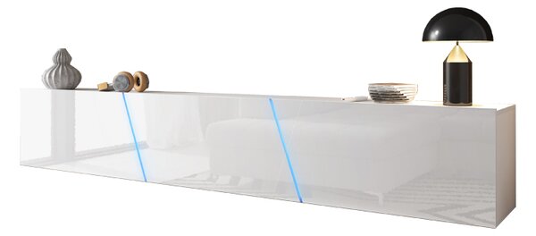 TV stolík/skrinka Savanna 240 (biela matná + biely lesk) (s osvetlením). Vlastná spoľahlivá doprava až k Vám domov. 1000638