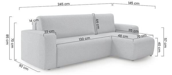 Rozkladacia rohová sedacia súprava Avia Mini univerzálna - grafitový menčester Lincoln 90