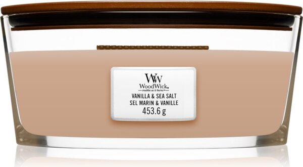 Woodwick Vanilla & Sea Salt vonná sviečka s dreveným knotom (hearthwick) 453.6 g